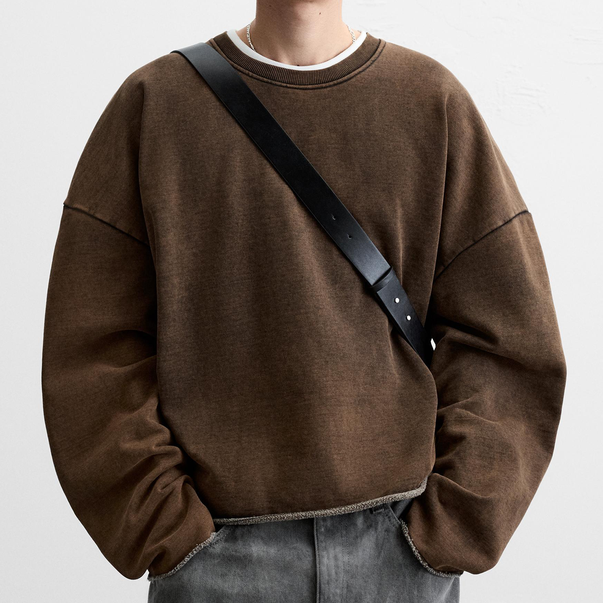 WACOON black victory 440GSM Unisex Washed Cropped Sweatshirt