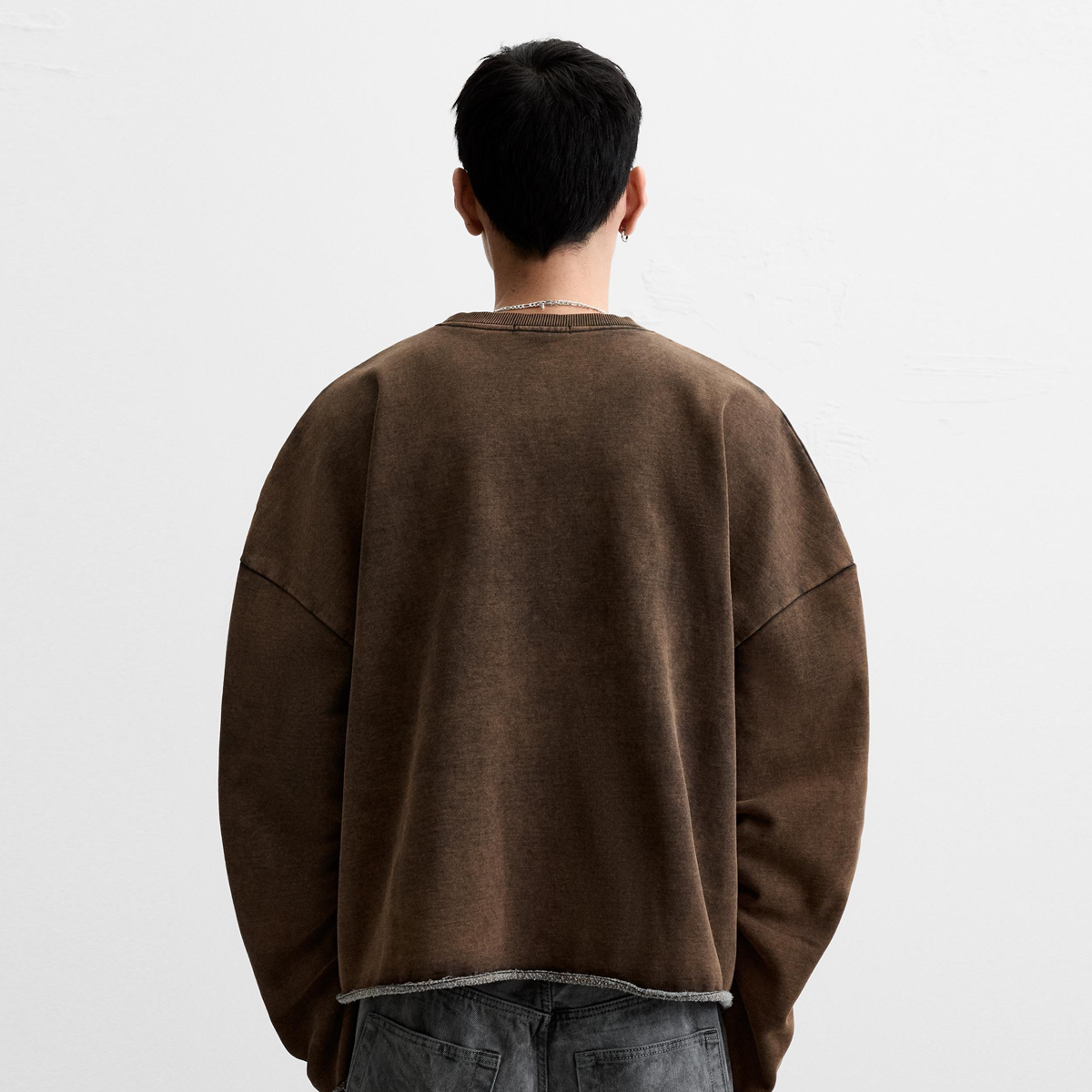 WACOON black victory 440GSM Unisex Washed Cropped Sweatshirt
