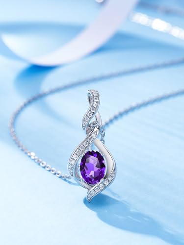 ELB See Leva Jewkis 925 Sterling Silber Edelstein Geburtsstein Halskette Infinity Anhänger Schmuck Geburtstag Schmuck für Frauen Mädchen Mutter, 40+5 CM