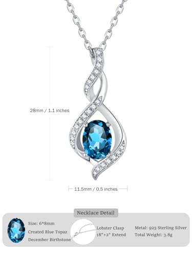 ELB See Leva Jewkis 925 Sterling Silber Edelstein Geburtsstein Halskette Infinity Anhänger Schmuck Geburtstag Schmuck für Frauen Mädchen Mutter, 40+5 CM