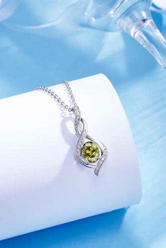 ELB See Leva Jewkis 925 Sterling Silber Edelstein Geburtsstein Halskette Infinity Anhänger Schmuck Geburtstag Schmuck für Frauen Mädchen Mutter, 40+5 CM