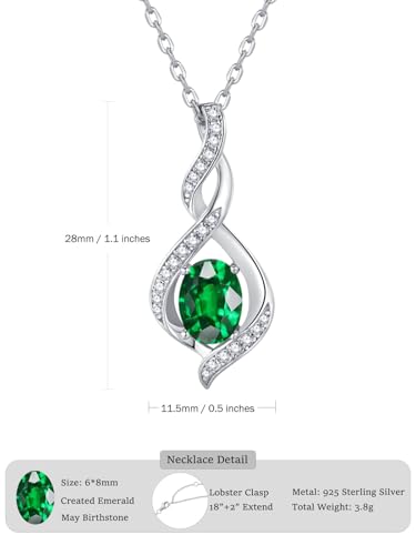 ELB See Leva Jewkis 925 Sterling Silber Edelstein Geburtsstein Halskette Infinity Anhänger Schmuck Geburtstag Schmuck für Frauen Mädchen Mutter, 40+5 CM