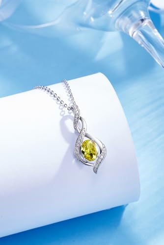 ELB See Leva Jewkis 925 Sterling Silber Edelstein Geburtsstein Halskette Infinity Anhänger Schmuck Geburtstag Schmuck für Frauen Mädchen Mutter, 40+5 CM