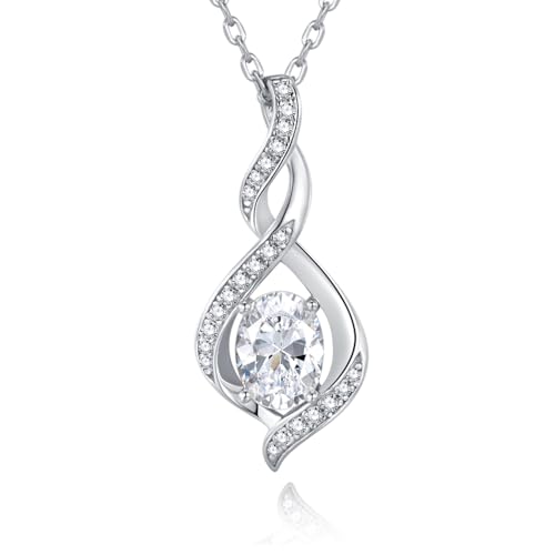 ELB See Leva Jewkis 925 Sterling Silber Edelstein Geburtsstein Halskette Infinity Anhänger Schmuck Geburtstag Schmuck für Frauen Mädchen Mutter, 40+5 CM
