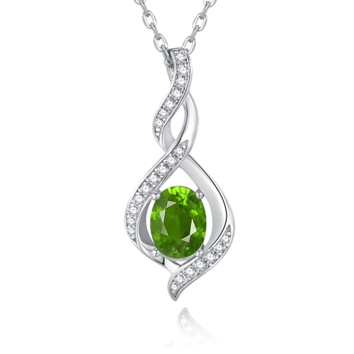 ELB See Leva Jewkis 925 Sterling Silber Edelstein Geburtsstein Halskette Infinity Anhänger Schmuck Geburtstag Schmuck für Frauen Mädchen Mutter, 40+5 CM