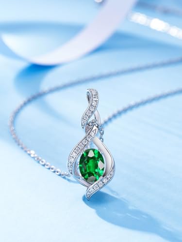 ELB See Leva Jewkis 925 Sterling Silber Edelstein Geburtsstein Halskette Infinity Anhänger Schmuck Geburtstag Schmuck für Frauen Mädchen Mutter, 40+5 CM