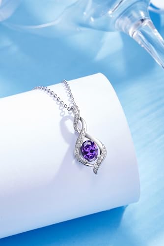 ELB See Leva Jewkis 925 Sterling Silber Edelstein Geburtsstein Halskette Infinity Anhänger Schmuck Geburtstag Schmuck für Frauen Mädchen Mutter, 40+5 CM