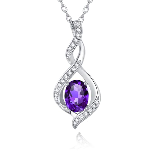 ELB See Leva Jewkis 925 Sterling Silber Edelstein Geburtsstein Halskette Infinity Anhänger Schmuck Geburtstag Schmuck für Frauen Mädchen Mutter, 40+5 CM