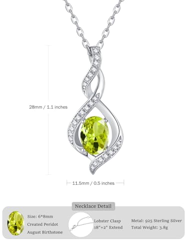 ELB See Leva Jewkis 925 Sterling Silber Edelstein Geburtsstein Halskette Infinity Anhänger Schmuck Geburtstag Schmuck für Frauen Mädchen Mutter, 40+5 CM