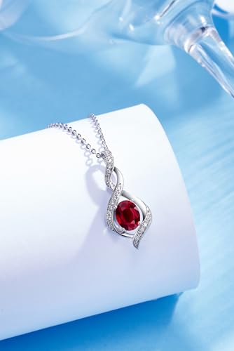 ELB See Leva Jewkis 925 Sterling Silber Edelstein Geburtsstein Halskette Infinity Anhänger Schmuck Geburtstag Schmuck für Frauen Mädchen Mutter, 40+5 CM