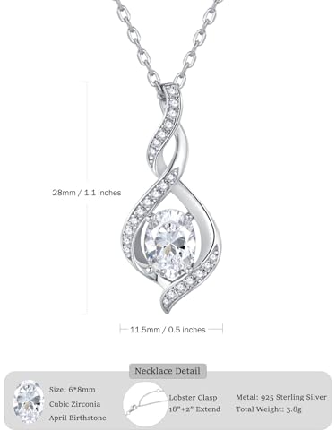 ELB See Leva Jewkis 925 Sterling Silber Edelstein Geburtsstein Halskette Infinity Anhänger Schmuck Geburtstag Schmuck für Frauen Mädchen Mutter, 40+5 CM