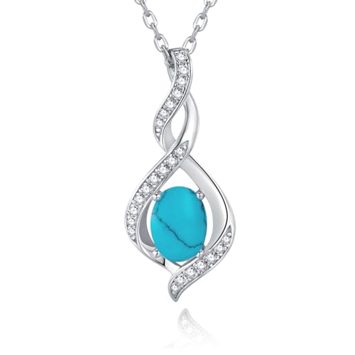ELB See Leva Jewkis 925 Sterling Silber Edelstein Geburtsstein Halskette Infinity Anhänger Schmuck Geburtstag Schmuck für Frauen Mädchen Mutter, 40+5 CM