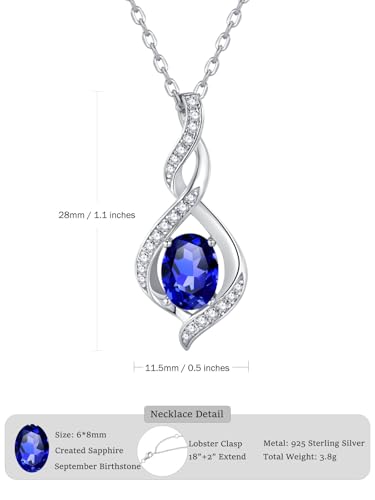ELB See Leva Jewkis 925 Sterling Silber Edelstein Geburtsstein Halskette Infinity Anhänger Schmuck Geburtstag Schmuck für Frauen Mädchen Mutter, 40+5 CM