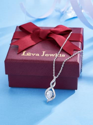 ELB See Leva Jewkis 925 Sterling Silber Edelstein Geburtsstein Halskette Infinity Anhänger Schmuck Geburtstag Schmuck für Frauen Mädchen Mutter, 40+5 CM