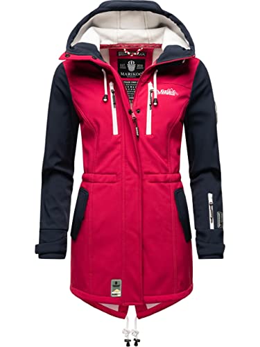 MARIKOO Damen Übergangsjacke Softshellmantel wasserdicht atmungsaktiv mit Kapuze Zimtzicke XS-3XL