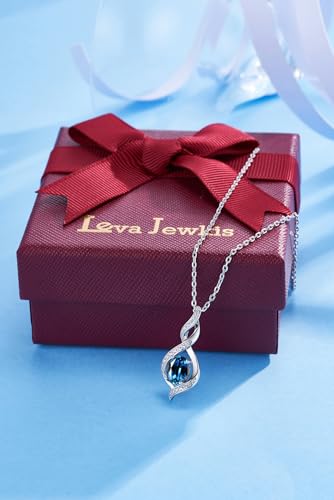 ELB See Leva Jewkis 925 Sterling Silber Edelstein Geburtsstein Halskette Infinity Anhänger Schmuck Geburtstag Schmuck für Frauen Mädchen Mutter, 40+5 CM