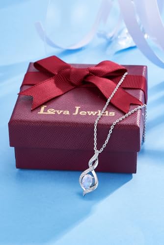 ELB See Leva Jewkis 925 Sterling Silber Edelstein Geburtsstein Halskette Infinity Anhänger Schmuck Geburtstag Schmuck für Frauen Mädchen Mutter, 40+5 CM