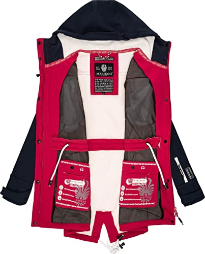 MARIKOO Damen Übergangsjacke Softshellmantel wasserdicht atmungsaktiv mit Kapuze Zimtzicke XS-3XL