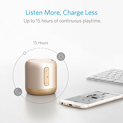 ELB Musikbox Anker Soundcore mini Bluetooth Lautsprecher mit 15 Stunden Spielzeit, Fantastischer Sound, 20 Meter Bluetooth Reichweite, FM Radio und intensiver Bass(Schwarz)
