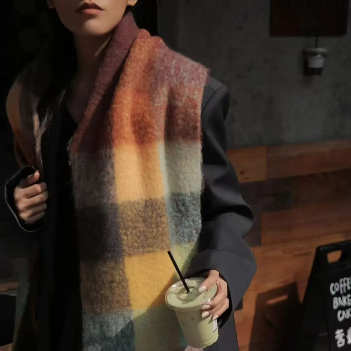 WACOON Schal bunt, lang Imitation Cashmere Tassel Rainbow Scarf