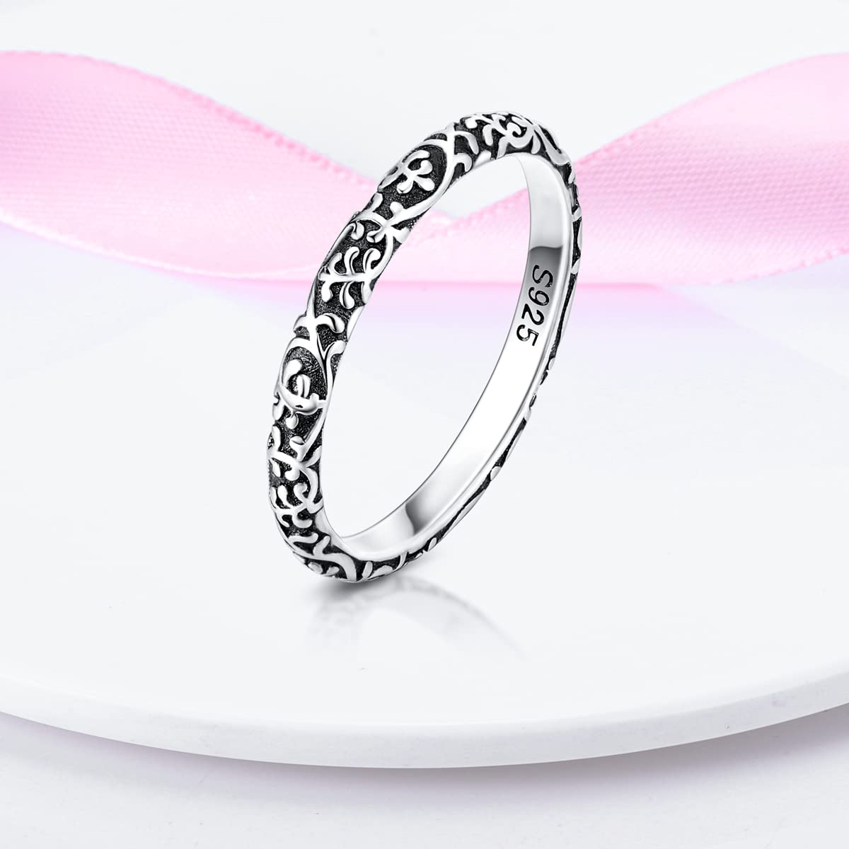 NARMO 925 Sterling Silber Frauen Ringe Mond Stern Ring Evil Eye Ring Bunte Cubic Zirkonia Ring Stapelbare Vintage Ringe Statement Ringe für Frauen Größe 52-60mm