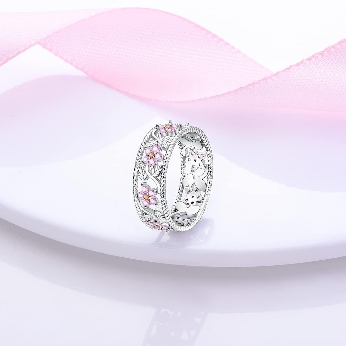NARMO 925 Sterling Silber Frauen Ringe Mond Stern Ring Evil Eye Ring Bunte Cubic Zirkonia Ring Stapelbare Vintage Ringe Statement Ringe für Frauen Größe 52-60mm