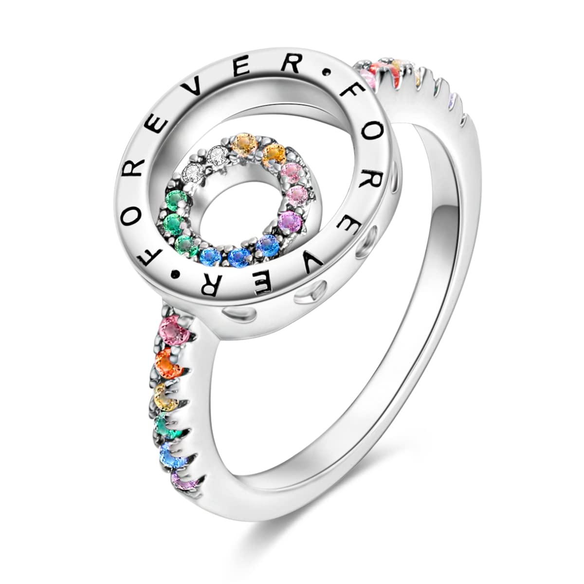 NARMO 925 Sterling Silber Frauen Ringe Mond Stern Ring Evil Eye Ring Bunte Cubic Zirkonia Ring Stapelbare Vintage Ringe Statement Ringe für Frauen Größe 52-60mm
