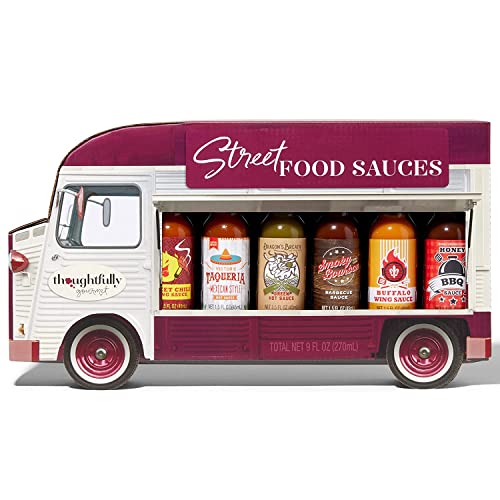 Thoughtfully - Street Food Saucen Geschenkset - Food Truck Weihnachtsset Mit 6 Würzigen Fleisch- und Grillsaucen