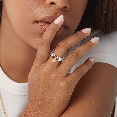 NARMO 925 Sterling Silber Frauen Ringe Mond Stern Ring Evil Eye Ring Bunte Cubic Zirkonia Ring Stapelbare Vintage Ringe Statement Ringe für Frauen Größe 52-60mm