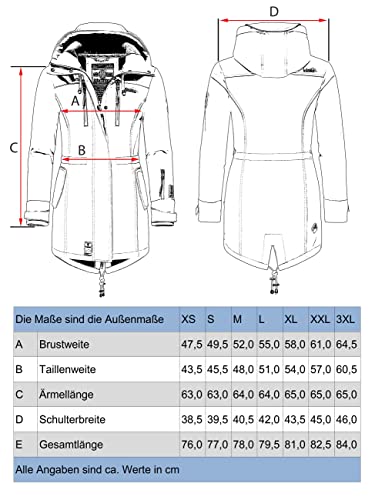 MARIKOO Damen Übergangsjacke Softshellmantel wasserdicht atmungsaktiv mit Kapuze Zimtzicke XS-3XL