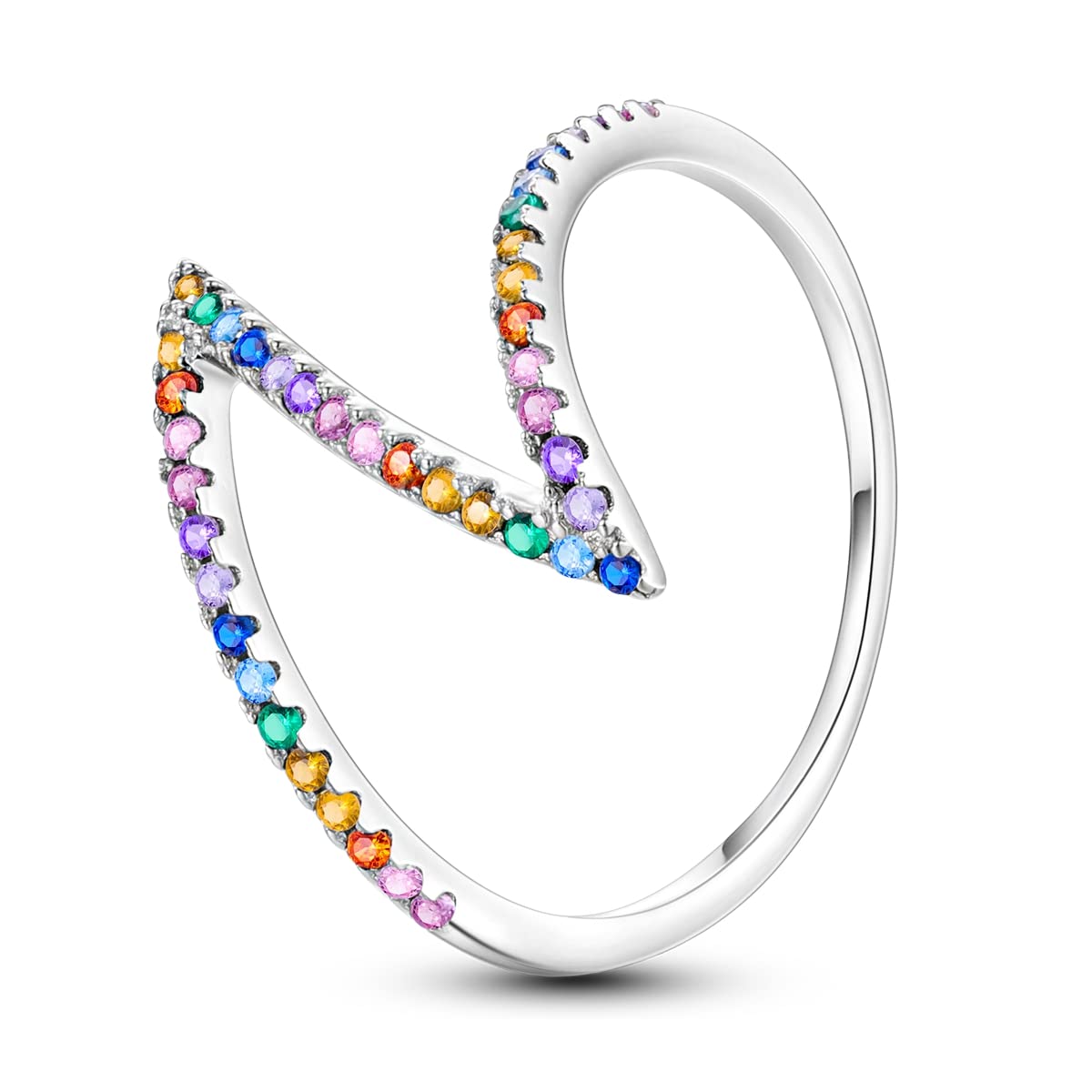 NARMO 925 Sterling Silber Frauen Ringe Mond Stern Ring Evil Eye Ring Bunte Cubic Zirkonia Ring Stapelbare Vintage Ringe Statement Ringe für Frauen Größe 52-60mm
