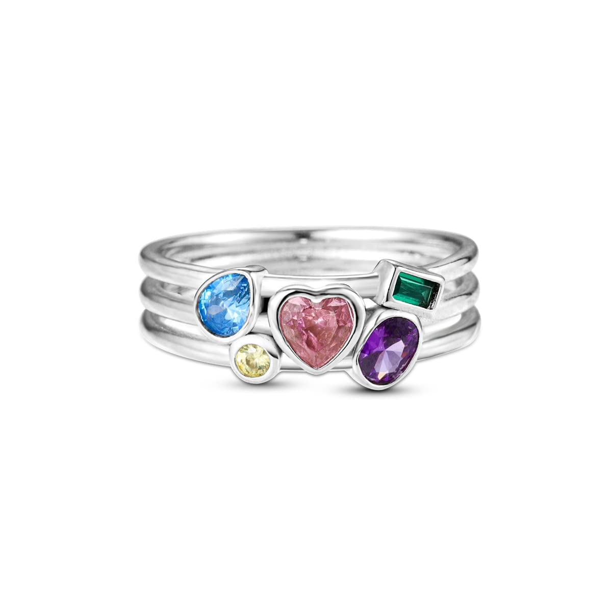 NARMO 925 Sterling Silber Frauen Ringe Mond Stern Ring Evil Eye Ring Bunte Cubic Zirkonia Ring Stapelbare Vintage Ringe Statement Ringe für Frauen Größe 52-60mm