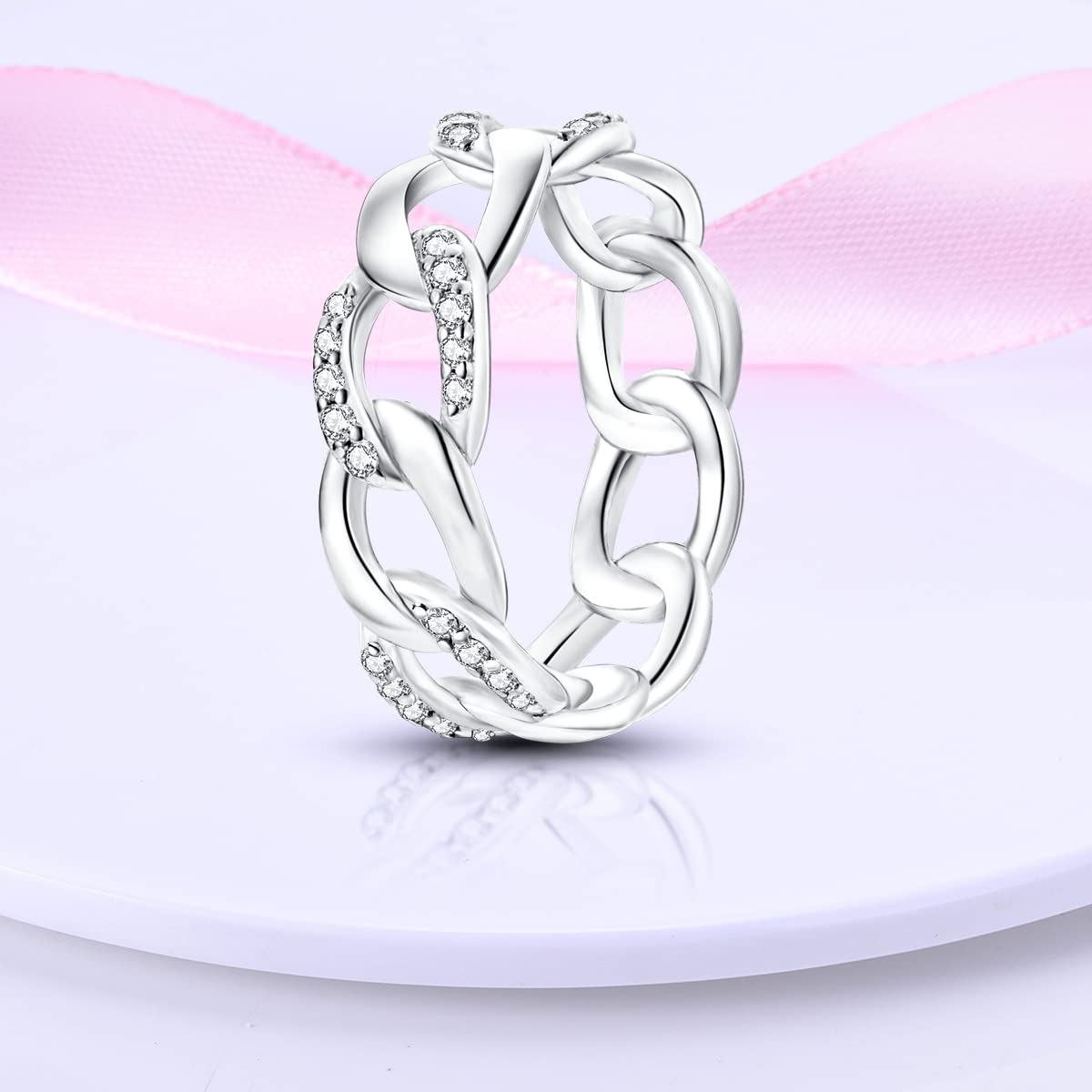 NARMO 925 Sterling Silber Frauen Ringe Mond Stern Ring Evil Eye Ring Bunte Cubic Zirkonia Ring Stapelbare Vintage Ringe Statement Ringe für Frauen Größe 52-60mm