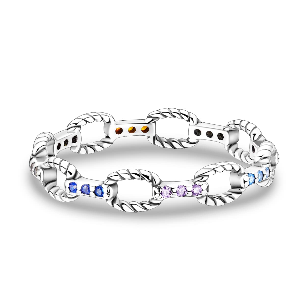 NARMO 925 Sterling Silber Frauen Ringe Mond Stern Ring Evil Eye Ring Bunte Cubic Zirkonia Ring Stapelbare Vintage Ringe Statement Ringe für Frauen Größe 52-60mm