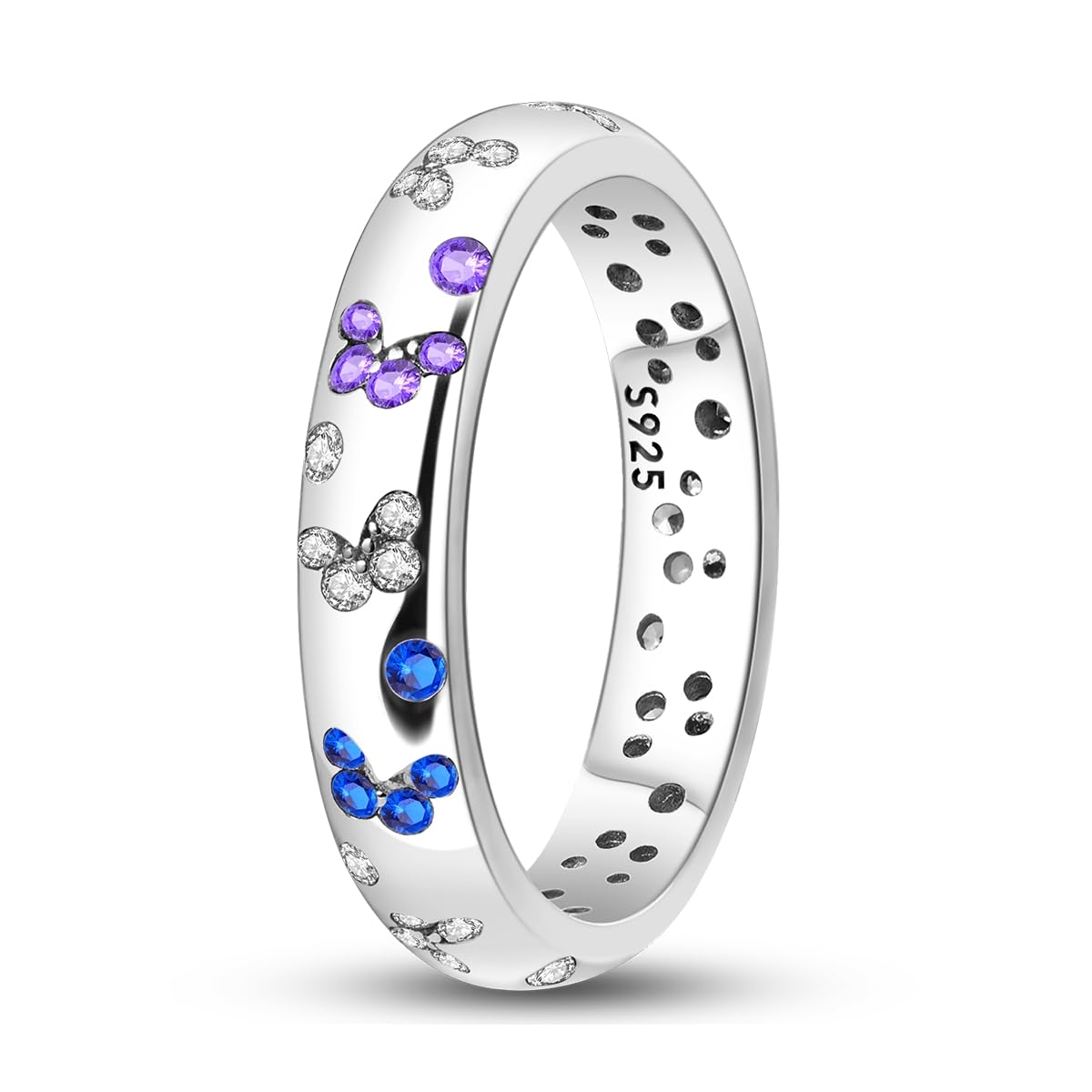NARMO 925 Sterling Silber Frauen Ringe Mond Stern Ring Evil Eye Ring Bunte Cubic Zirkonia Ring Stapelbare Vintage Ringe Statement Ringe für Frauen Größe 52-60mm