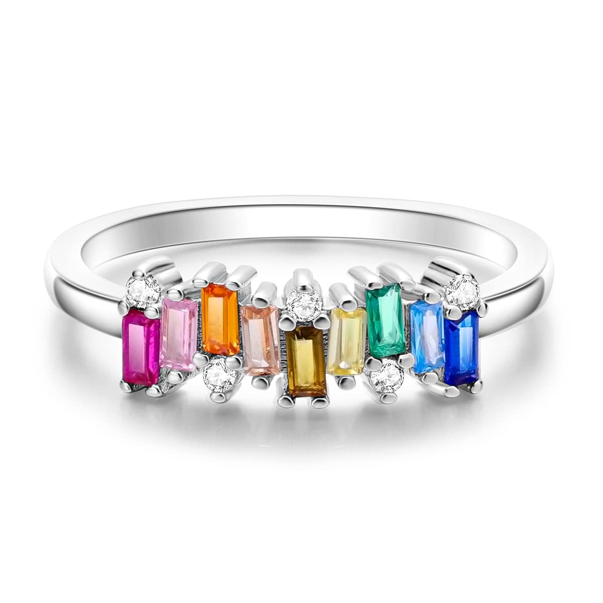 NARMO 925 Sterling Silber Frauen Ringe Mond Stern Ring Evil Eye Ring Bunte Cubic Zirkonia Ring Stapelbare Vintage Ringe Statement Ringe für Frauen Größe 52-60mm