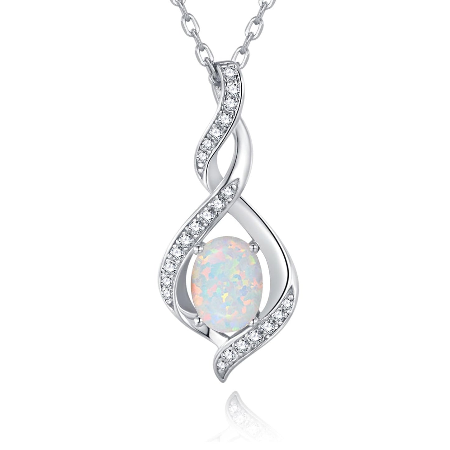 ELB See Leva Jewkis 925 Sterling Silber Edelstein Geburtsstein Halskette Infinity Anhänger Schmuck Geburtstag Schmuck für Frauen Mädchen Mutter, 40+5 CM