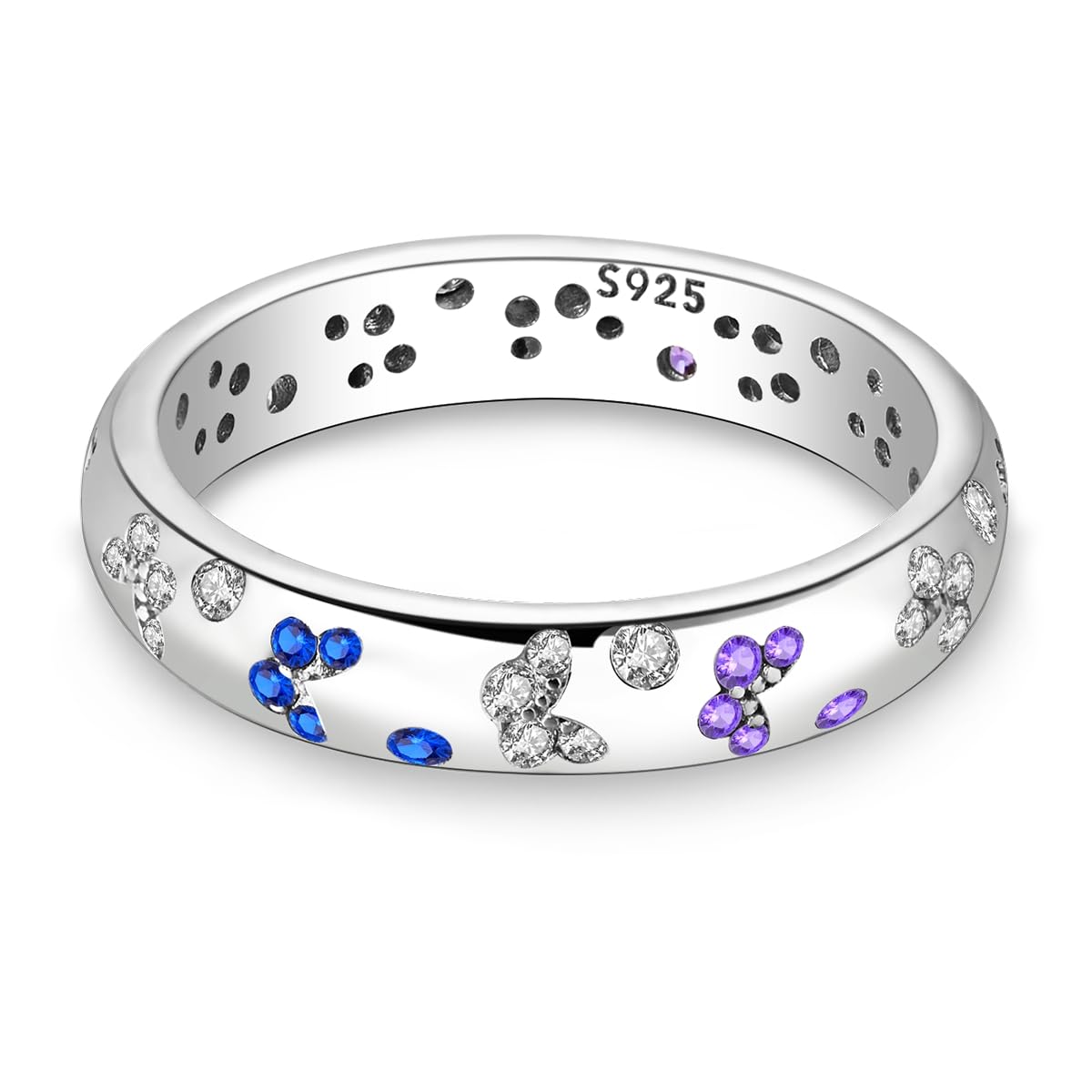 NARMO 925 Sterling Silber Frauen Ringe Mond Stern Ring Evil Eye Ring Bunte Cubic Zirkonia Ring Stapelbare Vintage Ringe Statement Ringe für Frauen Größe 52-60mm
