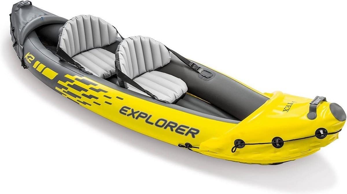 ELB Flüsse-Intex Explorer K2 Kayak, 2-Person Inflatable Kayak Set with Aluminum Oars and High Output Air Pump