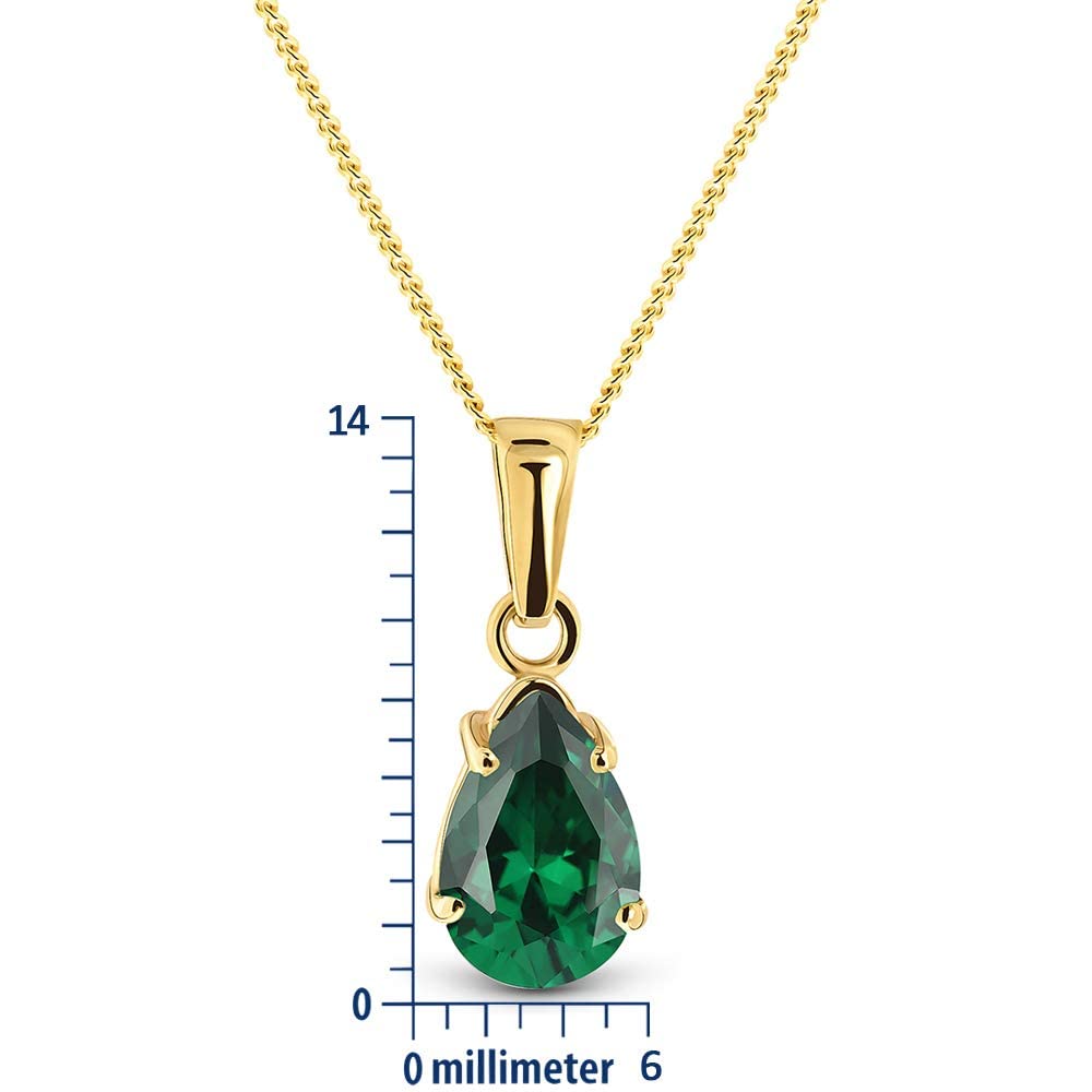 MIORE Damen Halskette | Tropfen Design | echtes 9 Karat (375) Gelbgold | Labor Rubin -Saphir -Smaragd | Gold Kette, Panzerkette | Länge 45 cm | handgemachter Damen Schmuck aus Spanien