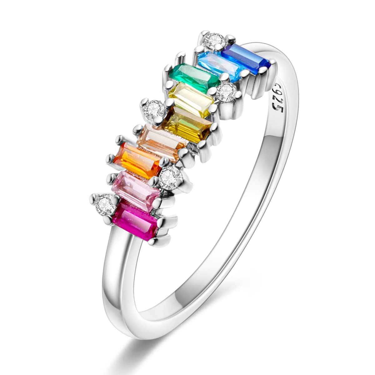 NARMO 925 Sterling Silber Frauen Ringe Mond Stern Ring Evil Eye Ring Bunte Cubic Zirkonia Ring Stapelbare Vintage Ringe Statement Ringe für Frauen Größe 52-60mm