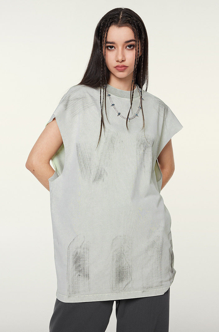 WACOON trashy Distressed High Street Round Neck Sleeveless Tank Top(310GSM)