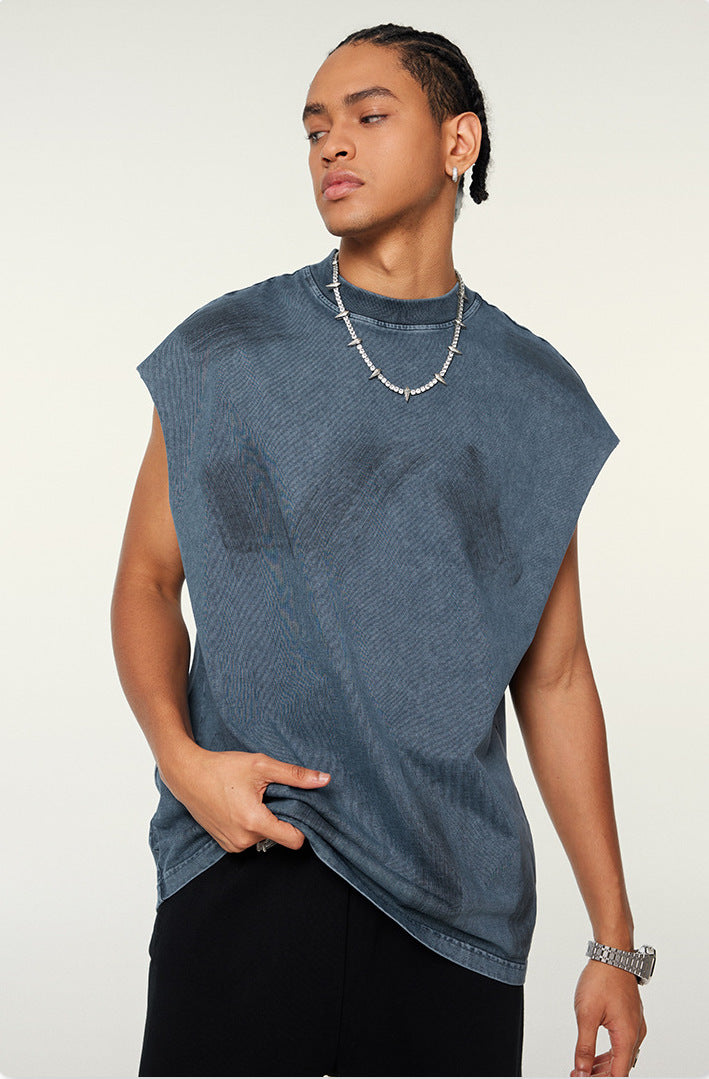 WACOON trashy Distressed High Street Round Neck Sleeveless Tank Top(310GSM)