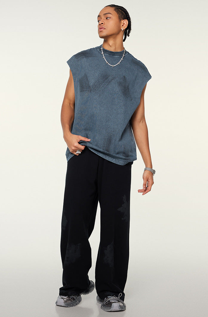 WACOON trashy Distressed High Street Round Neck Sleeveless Tank Top(310GSM)