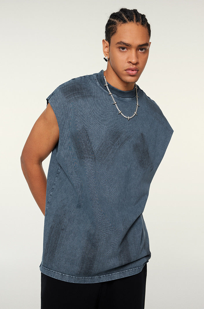 WACOON trashy Distressed High Street Round Neck Sleeveless Tank Top(310GSM)