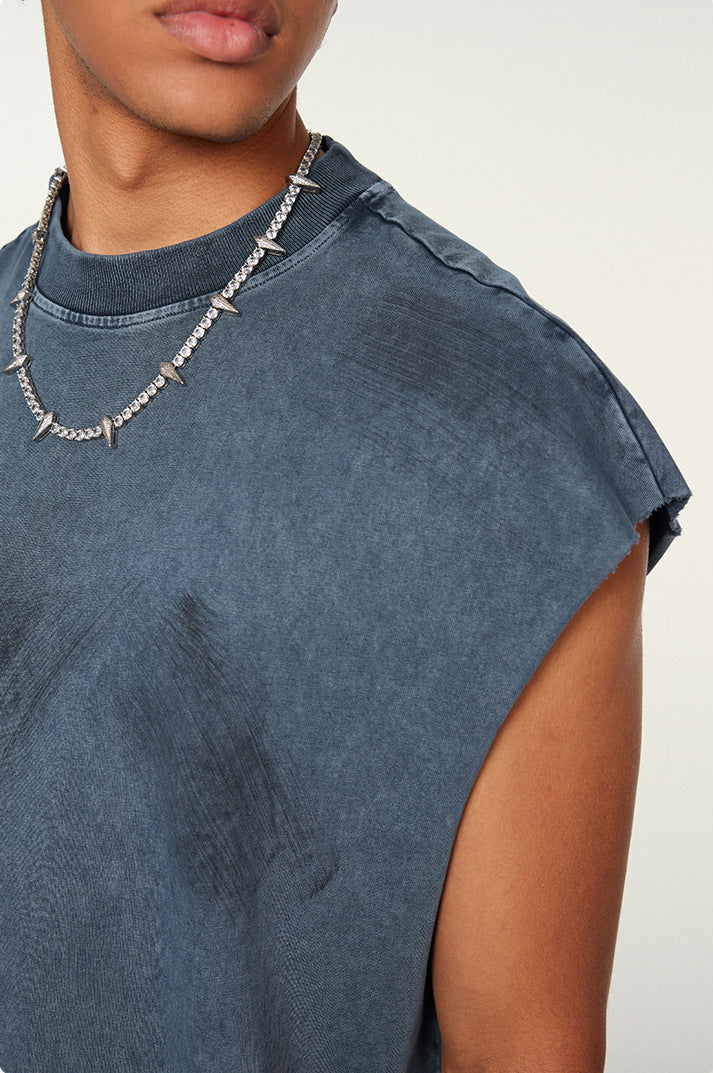 WACOON trashy Distressed High Street Round Neck Sleeveless Tank Top(310GSM)