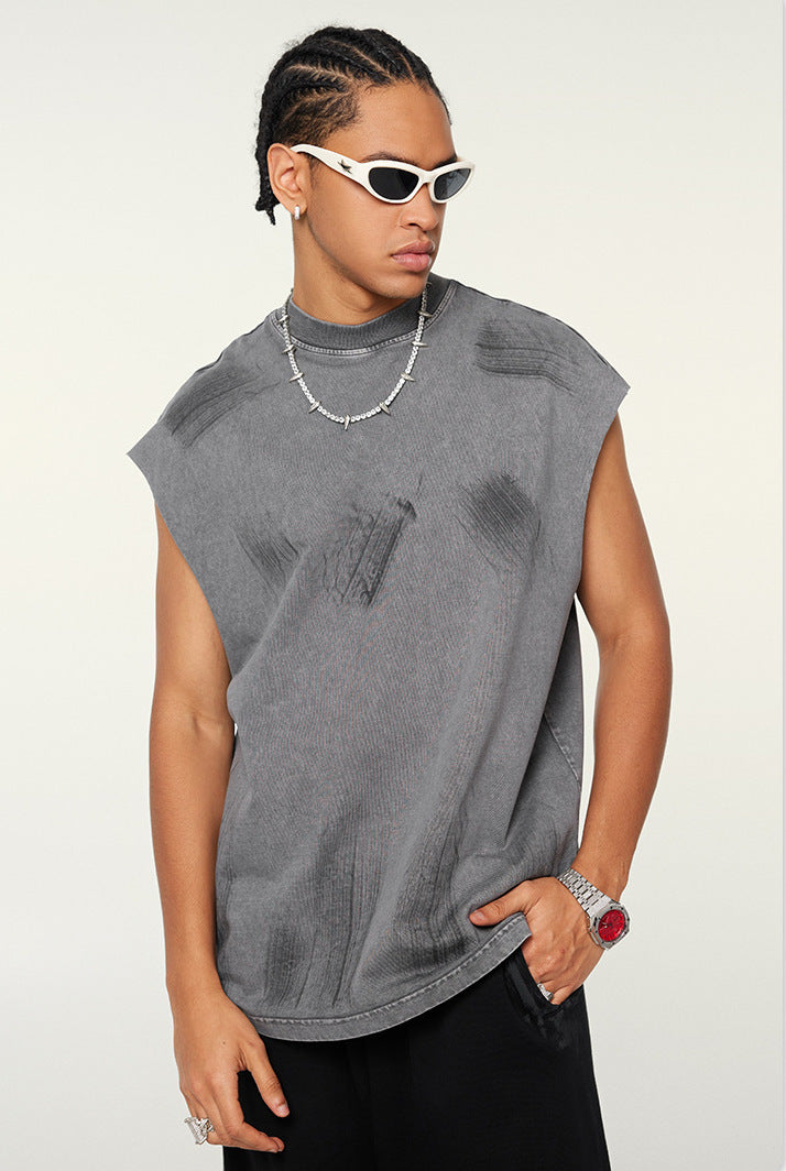 WACOON trashy Distressed High Street Round Neck Sleeveless Tank Top(310GSM)