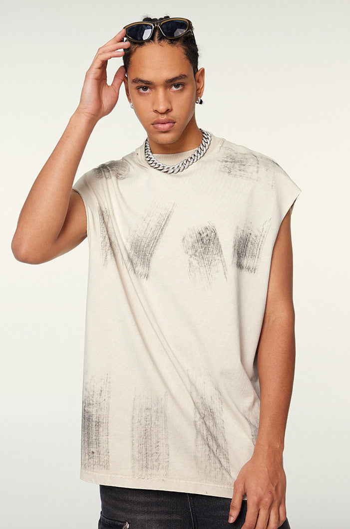 WACOON trashy Distressed High Street Round Neck Sleeveless Tank Top(310GSM)