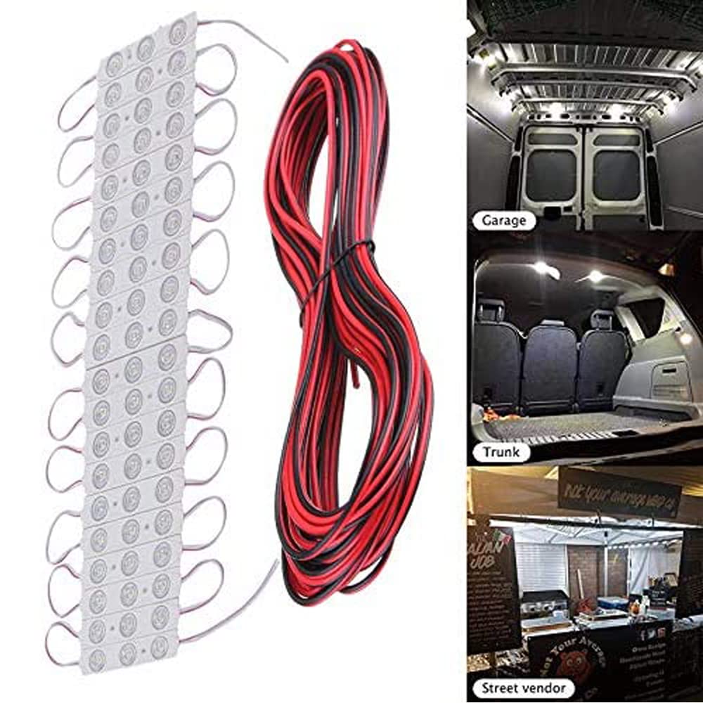 Caxmtu 60 LEDs Auto Innenbeleuchtung Reines Weiß 12 Volt LED Beleuchtungslampe Deckenleuchten Bausatz zum Lieferwagen Auto Fahrzeug LKW Gleichstrom 12V