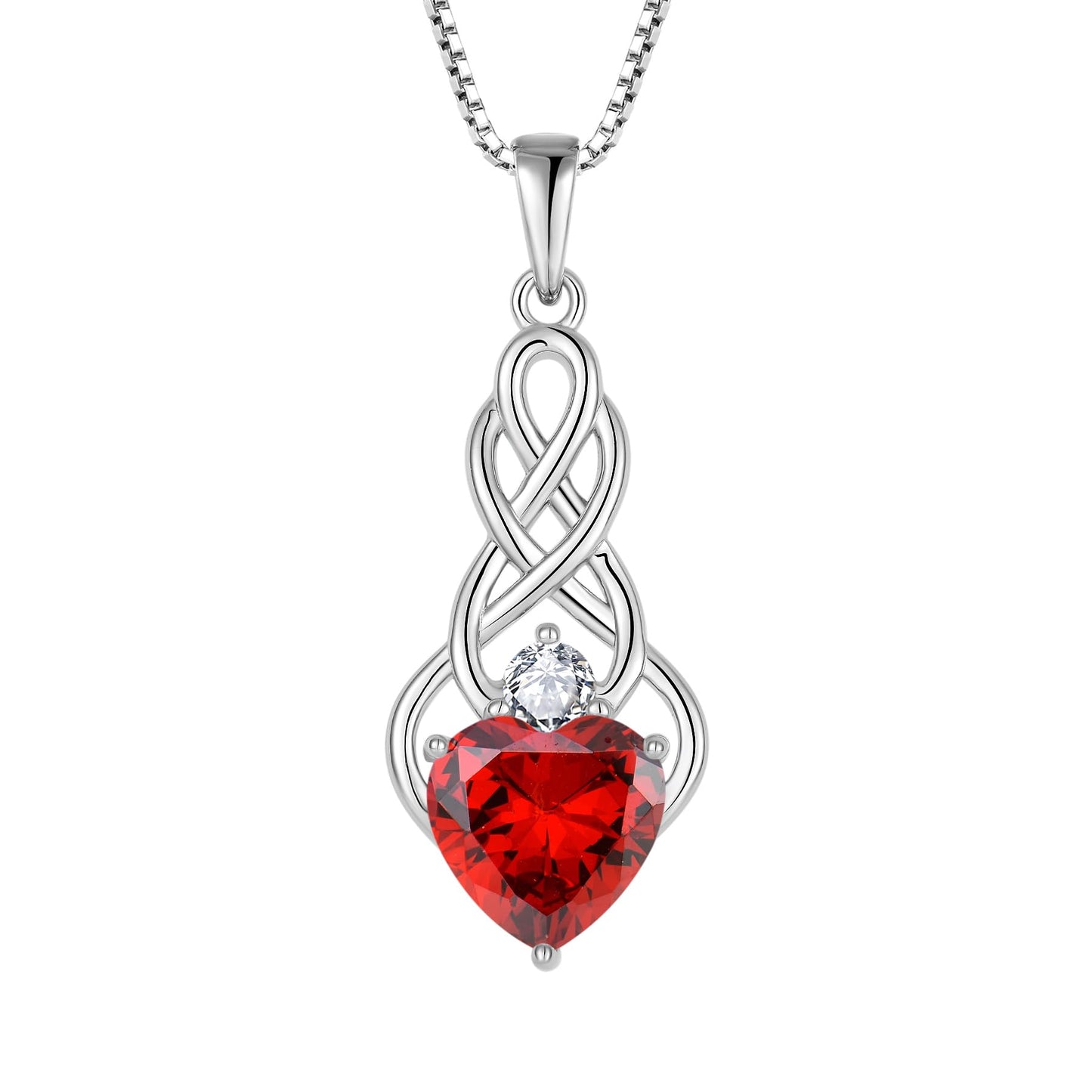 FJ Unendlichkeit Keltischer Knoten Kette Damen 925 Sterling Silber Geburtsstein Anhänger Irischer Glücksschmuck Geschenke für Frauen Mutter Freundin Mama